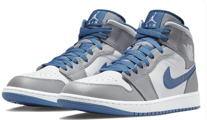 Air Jordan 1 Mid 'Cement Grey True Blue' Sneakers | DQ8426-014
